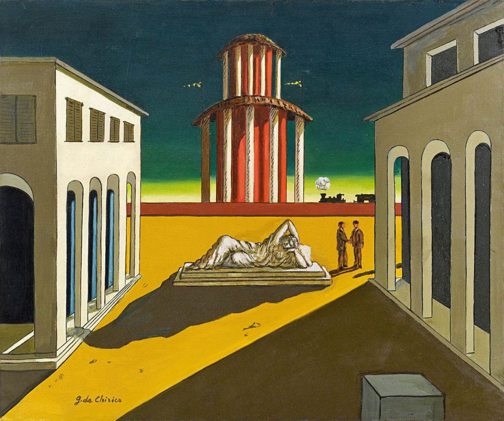 πίνακας του Τζόρτζιο ντε Κίρικο «Ιταλική πλατεία»(1967).