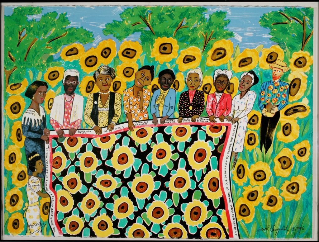 Έργο της Φέιθ Ρινγκολντ "The Sunflower Quilting Bee at Arles"